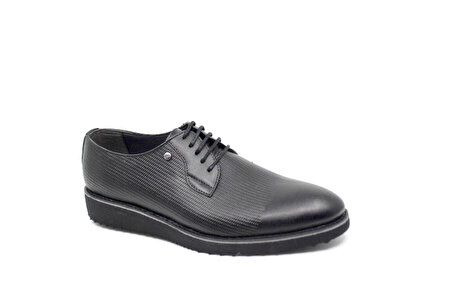 Zerhan 605 Erkek Siyah Suni Deri Bağcıklı Ayakkabı