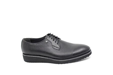 Zerhan 605 Erkek Siyah Suni Deri Bağcıklı Ayakkabı