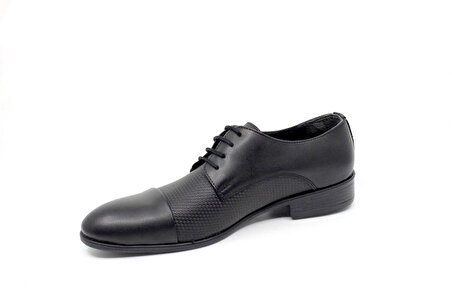 Zerhan 573 Erkek Siyah Suni Deri Bağcıklı Ayakkabı