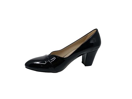 Zerhan 440 Kadın Siyah Rugan Klasik Alçak Topuk Ayakkabı