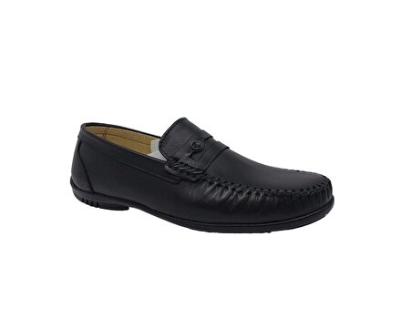 Zerhan 200 Erkek Siyah Hakiki Deri Günlük Kullanım Loafer Ayakkabı