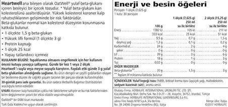 Herbalife Heartwell Yulaf Beta Glukanı İçeren Aromalı İçecek Toz Karışımı