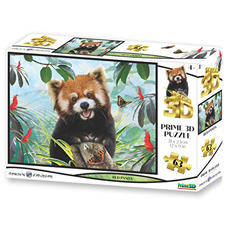 Prime 3D Kırmızı Panda 63 Parça Puzzle 10534