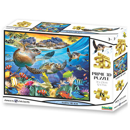 Prime 3D Kaplumbağa Plajı 63 Parça Puzzle 10686