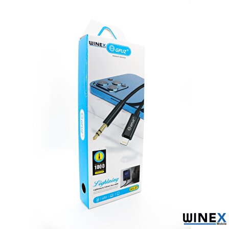 Winex AX37 Gfz Lightning to 3.5mm Aux Ses Kablosu Siyah