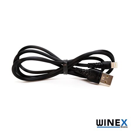 Winex CA-60 USBA to Lightning Hızlı Data ve Şarj Kablosu 3A Siyah