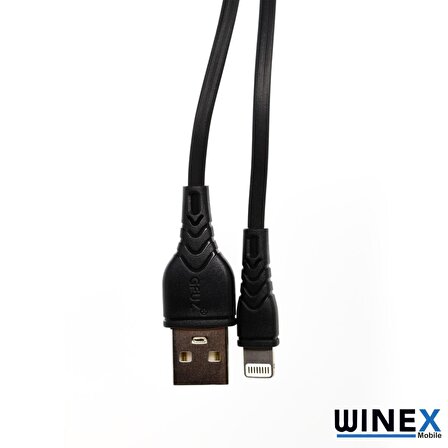 Winex CA-60 USBA to Lightning Hızlı Data ve Şarj Kablosu 3A Siyah