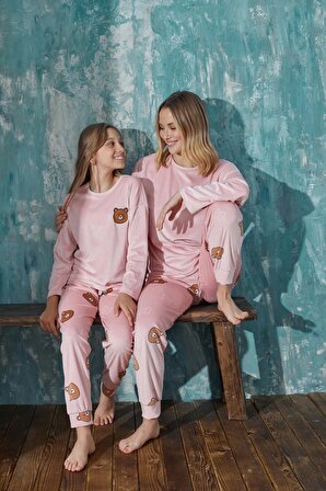 Luxury Velvet Fransız Kadife Anne Kız Kombin Pijama Takımı (Anne kız ayrı satılır)