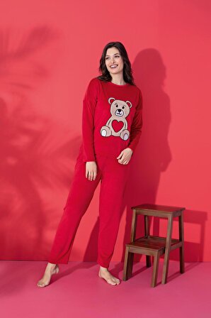 Luxury Velvet Fransız Kadife Nakışlı Desen Detaylı Pijama Takımı