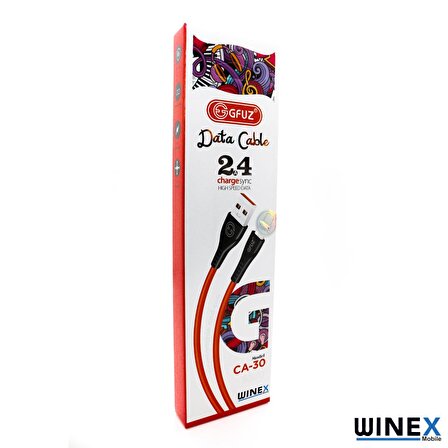 Winex CA-30 USBA to Type-C Hızlı Data ve Şarj Kablosu 2.4A Kırmızı