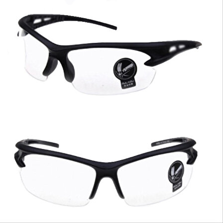 QULAIOU Bisiklet Gözlüğü UV 400 (Siyah Çerçeve Şeffaf Cam)