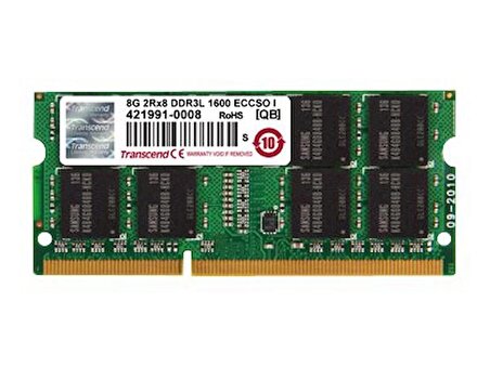 Transcend 8GB ECC Unbuffered DDR3L 1600 (PC3L 1600) 2Rx8 ECCSO Server Ram Bellek