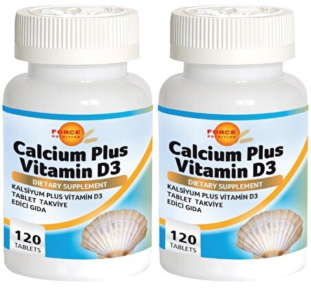 Force Nutrition Calcium Plus 2x120 Tablet Vitamin D3 Vitamini Kalsiyum