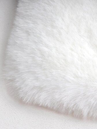 Tappeto Rex Tavşanı Dekoratif Yuvarlak Post Halı Beyaz (Tüy Yüksekliği 22 mm)
