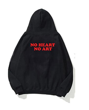No Heart No Art Baskı Oversize Sweatshirt