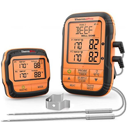 ThermoPro TP28 150m Mesafeli Kablosuz Profesyonel Saplama Gıda ve Izgara Termometresi 