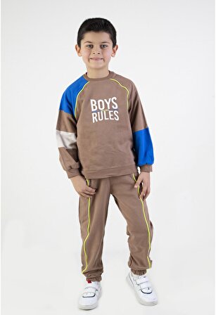 Erkek Çocuk Boys Rules  Baskılı Örme Basic Eşofman Takımı