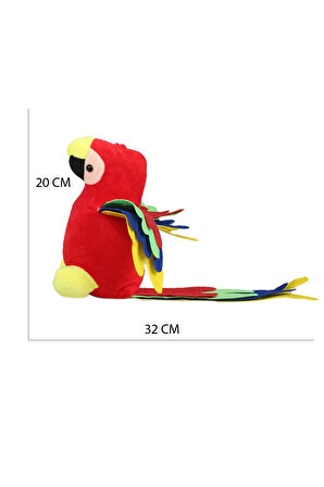 Papağan Peluş Oyuncak Vantuzlu 20 cm Kırmızı