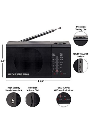 Cep Tipi Taşınabilir Fm Radyo Kb-800 Siyah