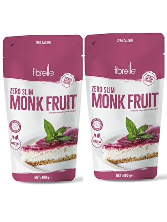 Fibrelle Zero Slim Monk Fruit 400 g 2 paket. Keto / Ketojenik diyete uygundur.