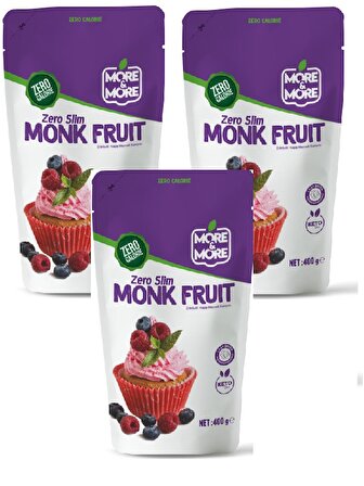 More&More Zero Slim Monk Fruit 400 g 3 paket. Keto / Ketojenik diyete uygundur.