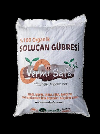 %100 Organik Vermisafa Katı Solucan Gübresi 20 KG Lamine Çuvallı