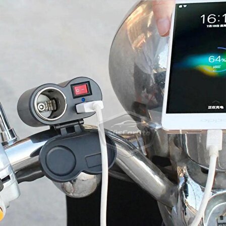 Motosiklet Atv Elektrikli Bisiklet Jetski 12-45V Çakmaklık/USB Şarj Soketi Su Geçirmez Gidon Montaj Çok Fonksiyonlu USB Şarj Cihazı