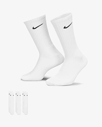 Nike U NK V CUSH CREW - 3P VALUE BEYAZ Kadın Çorap