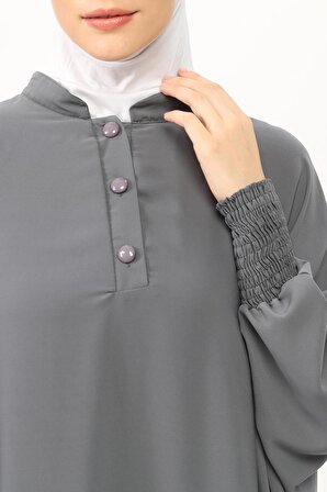 Kadın Medine İpeği Abaya Ferace Elbise Hakim Yakalı Yarasa Kollu Tesettür Elbise