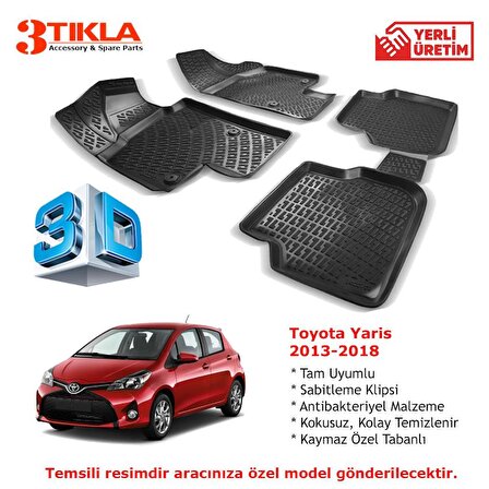 Toyota Yaris 2013-2018 Premium 3D Havuzlu Paspas Seti