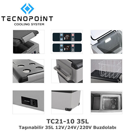 Tecnopoint TC21-11 Taşınabilir Araç Buzdolabı 45 Litre 12V/24V/220V Uyumlu