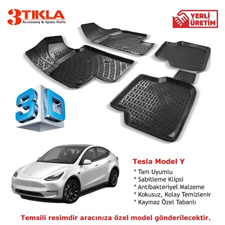 Tesla Model Y Premium 3D Havuzlu Paspas Seti