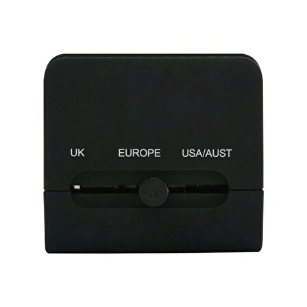 Evrensel Priz-fiş Çevirici Seyahat Adaptörü 2 Usb - Universal Travel Adapter All-in-one siyah