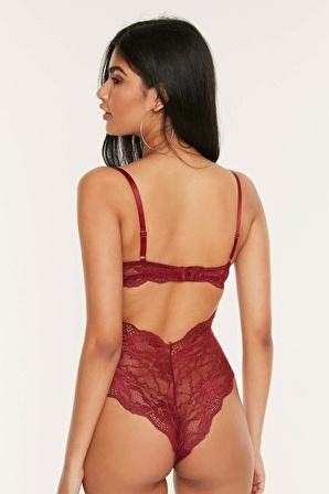 Kadın Bordo Body Dolgusuz B Cup Body Suit