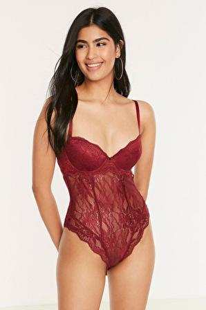 Kadın Bordo Destekli B Cup Body Suit