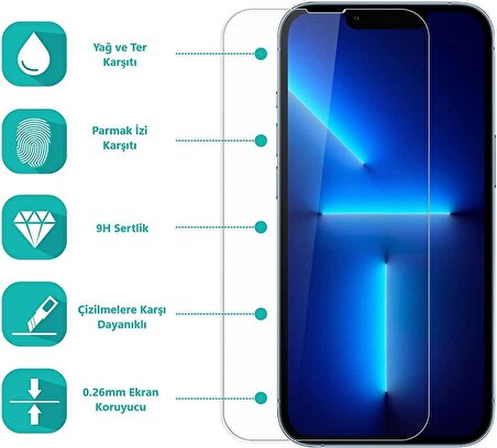 Veltex İphone 14 0.26 MM 9H Yüksek Dayanıklı Cam Ekran Koruyucu