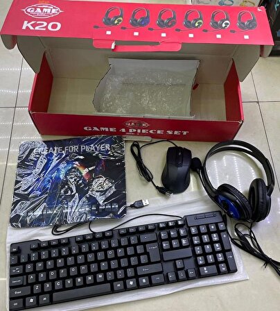 Zhltech K20 Oyuncu Set Klavye+Mouse+Kulaklık+Mouse Pad 4Lü Set