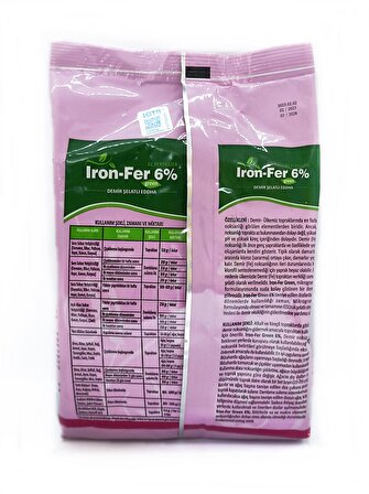 Demir Şelatlı Toz Gübre İron-Fer %6 (1 kg)