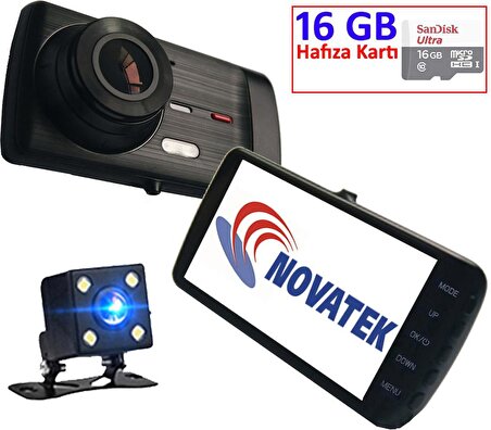 Novatek NT92D+16GB Hafıza Kartlı Full HD Gece Görüşlü Araç Kamera