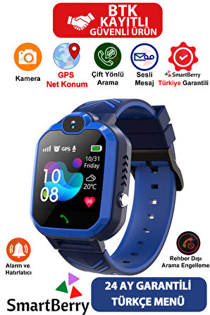 Q20 GPS Konumlu Akıllı Çocuk Takip Saati Sim Kartlı Arama, Kameralı, Gizli Dinleme Özellikli - Mavi
