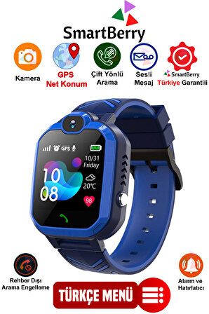 Q20 GPS Konumlu Akıllı Çocuk Takip Saati Sim Kartlı Arama, Kameralı, Gizli Dinleme Özellikli - Mavi