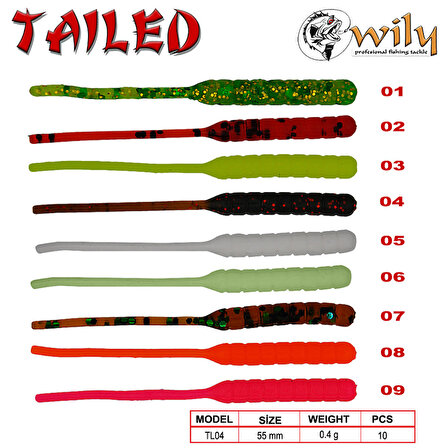 Wily Tailed LRF Silikon Yem 5.5cm 09 Pink (10Ad)