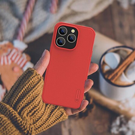 Nillkin İPhone 14 Pro Max için Nillkin Super Frosted Shield Pro kılıf - Kırmızı