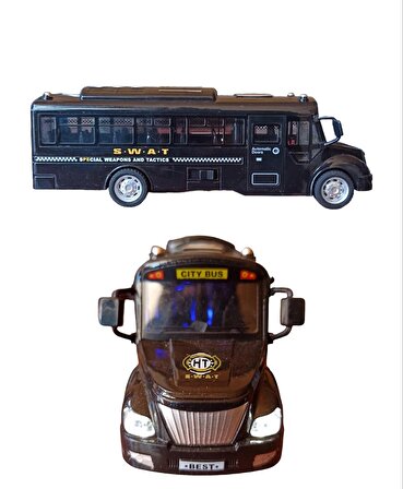 Özel Güvelik Otobüsü Sesli Işıklı Sürtmeli Oyuncak Otobüs 19cm.