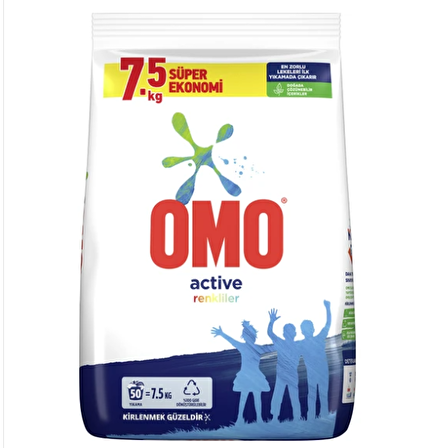 Omo Active Fresh Toz Çamaşır Deterjanı Renkliler İçin 7.5 KG 50 Yıkama