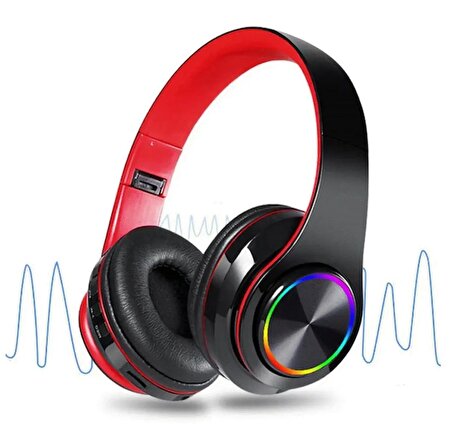 QASUL B39 Kablosuz Bluetooth Kulaklık Led Işıklı Kulaküstü Kulaklı Tüm Telefonlara Uyumlu