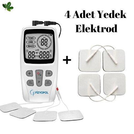 Fizyopol Masaj  Tens EMS Cihazı ve 4'lu Kablolu Yedek Elektrodla birlikte