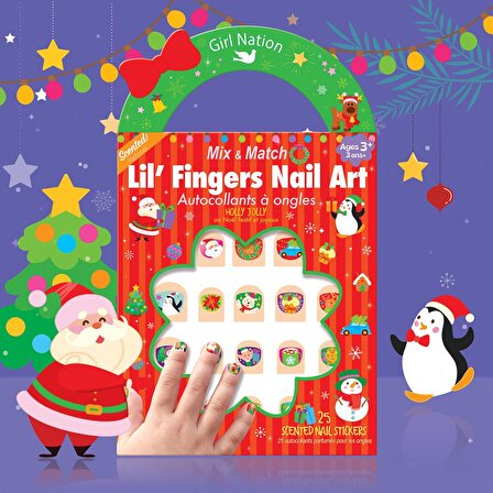Girl Nation Lil' Fingers Nail Art Desenli Tırnak Çıkartmaları - Holly Jolly