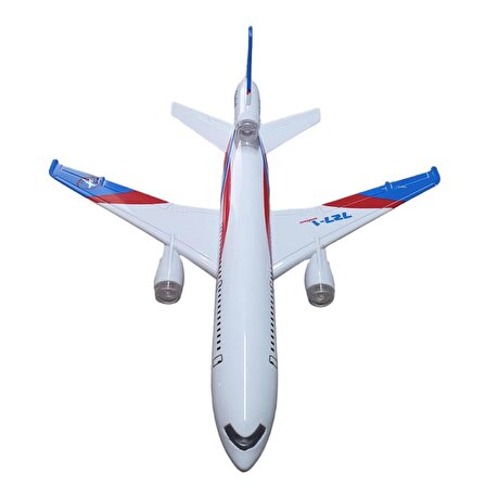 Çek Bırak Işıklı Sesli Yolcu Uçağı 20 Cm - A164952 - Mavi
