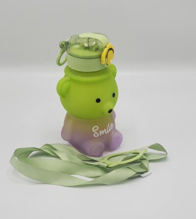 Su Matarası (Smile Ayıcık Model Su Matarası-Yeşil Kapak)